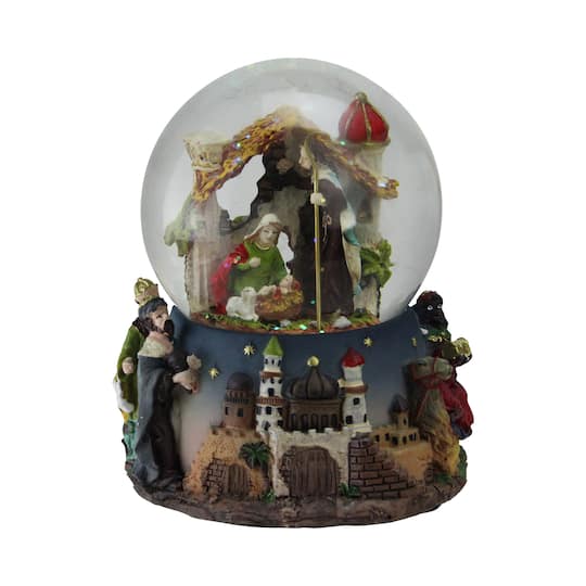 6&#x22; Nativity Manger Scene Musical Christmas Snow Globe